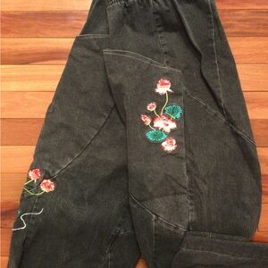 PRICE DROP! Baggy Embroidered Black Jeans